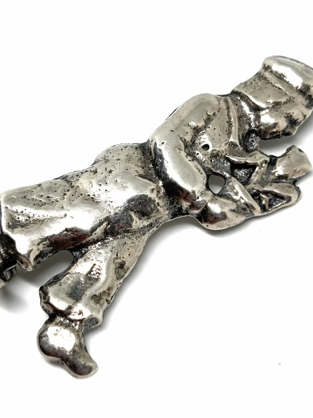 Antique Dutch Sterling Silver Victorian Era Man With Tulips Statement Brooch Pin